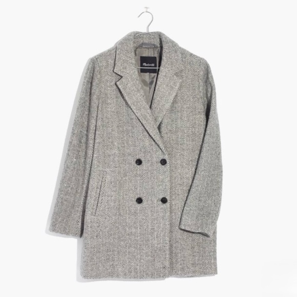 MADEWELL Herringbone Blazer Coat Heather Pewter Boyfriend Fit Size Large - Picture 7 of 7